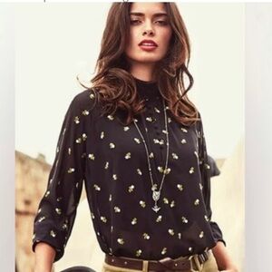 CAbi Alegria 5338 black ditzy floral embroidered blouse